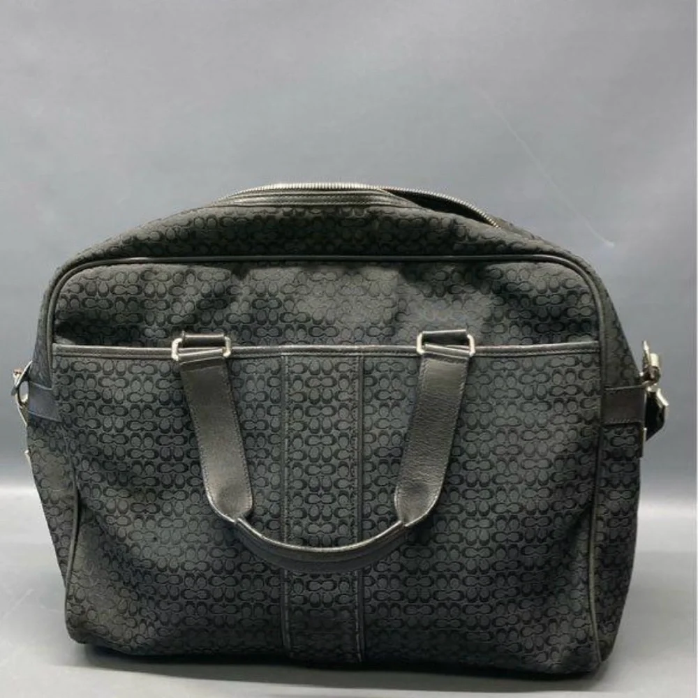 Coach Black Signature Laptop Bag with Detachable Strap
